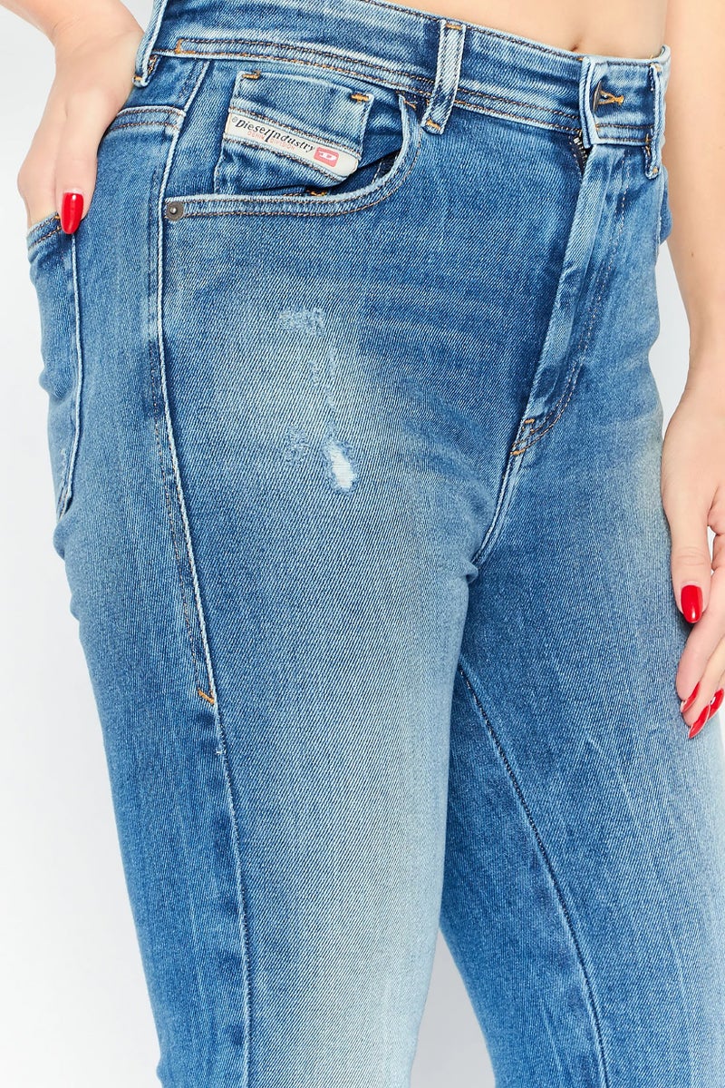 DIESEL Women Regular Fit Washed Stretchable Denim Jeans, Blue - Image 5