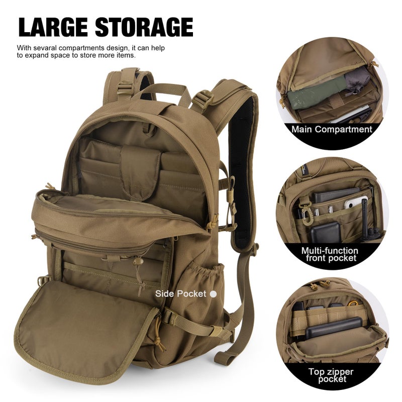 Mardingtop Small Military Tactical Backpack for Men,25L Molle Cordura Backpack for Hiking,Camping,Rucking - Image 4