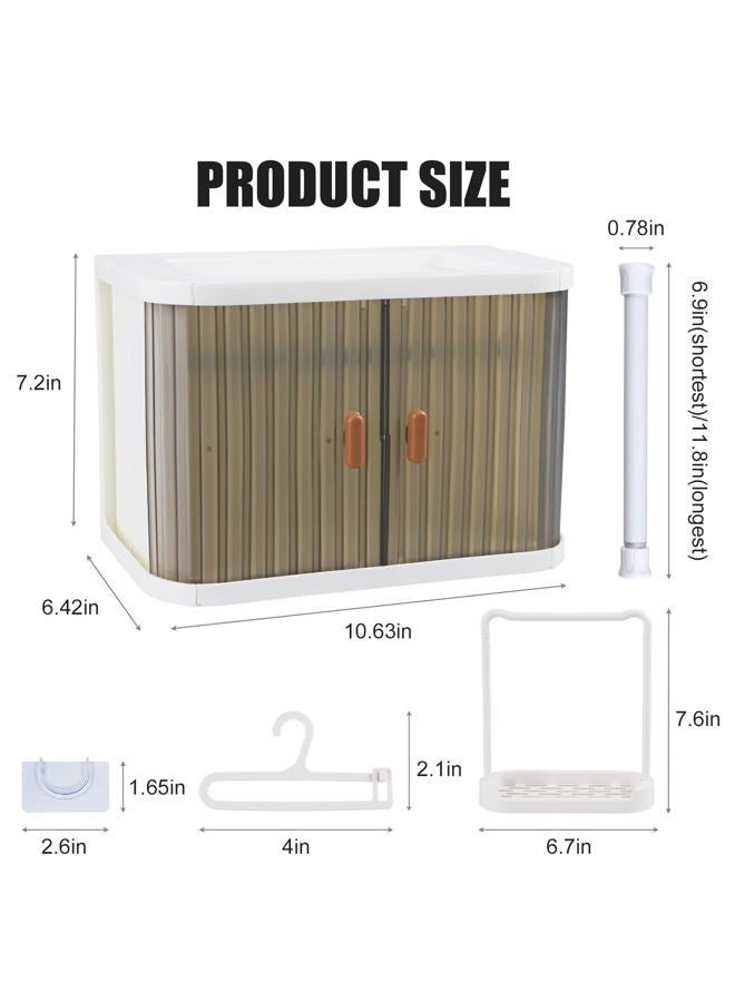 Walant Foldable Doll Wardrobe Closet Storage Box Compatible with Labubu Clothes with 15 Hangers & Rod - Stackable Organizer Cabinet for 15/17cm Doll Clothes with Dust-Resistant Cover and Display Shelf - Image 5