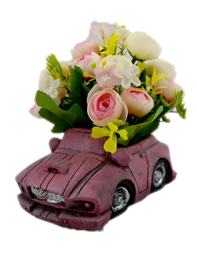 أفكار تزيين الصيف ، سيارة سيراميك مع زهور ، سيراميك أنتيك لديكور طاولة القهوة ، تحف زهرية صغيرة للديكور ، سيارة زهور ، سيارة سيراميك ثلاثية الأبعاد مصنوعة يدويًا مع زهور اصطناعية للزينة - Image 1