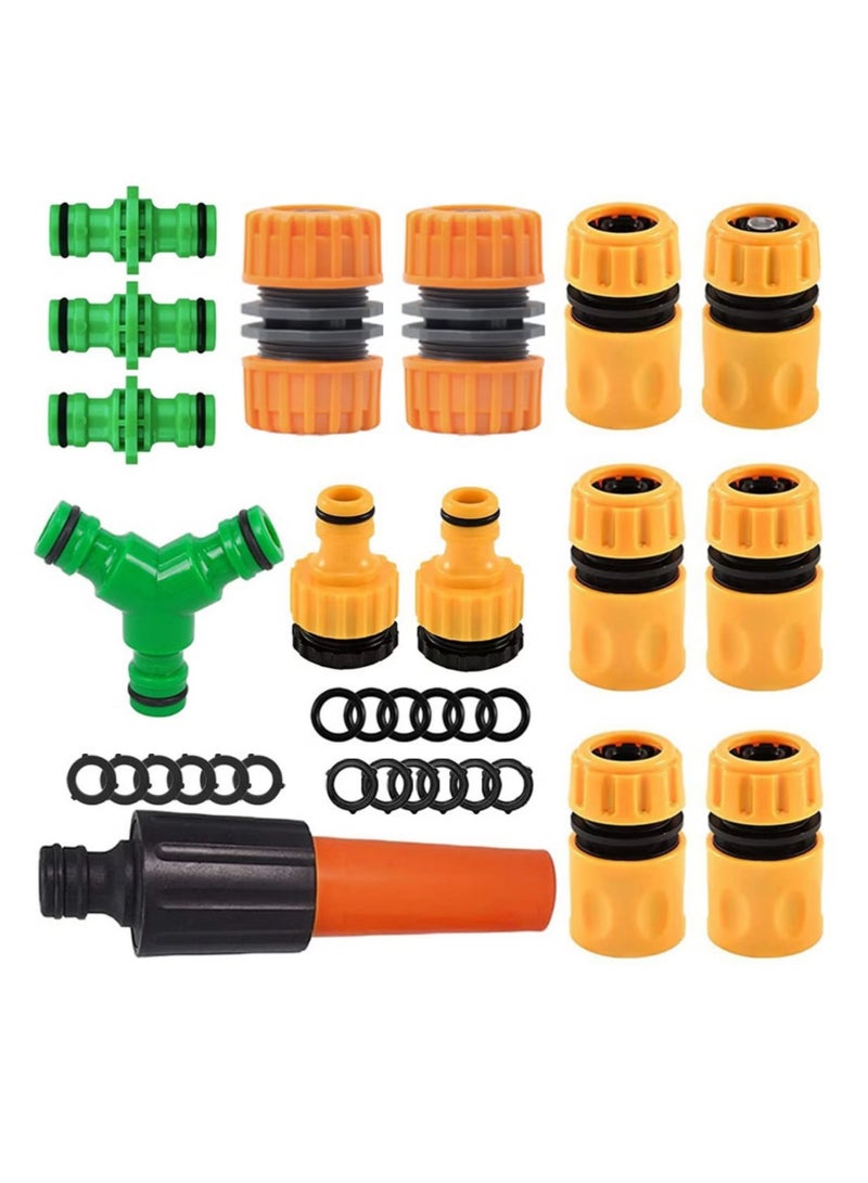 Unewshi Garden Hose Quick Connectors, 33-Piece Set for Effortless Watering, 1/2 Inch Hose Connectors for Irrigation, Includes Male and Female Connectors, Spray Nozzle, Gaskets, Garden Hose Accessories - Image 1