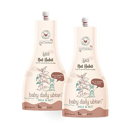 Nat Habit Baby Bath Ubtan, Milk and Nuts Formula, Chemical-Free Daily Cleanser, 80g (160g, Milk & Nut) - Image 1