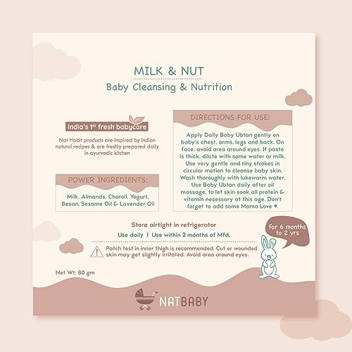 Nat Habit Baby Bath Ubtan, Milk and Nuts Formula, Chemical-Free Daily Cleanser, 80g (160g, Milk & Nut) - Image 4