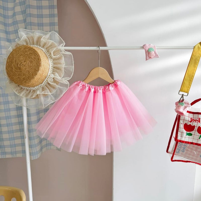 BGFKS Girls 3 Layered Tulle Tutu Skirt with Lining,Princess Ballet Dance Dress for Girls. Pink - Image 3