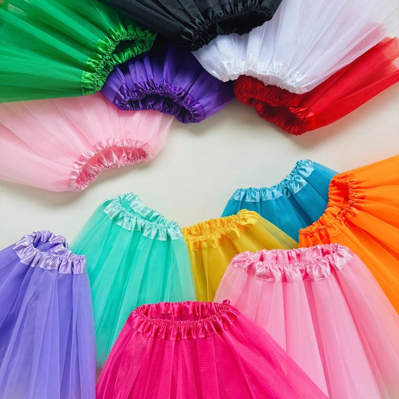 BGFKS Girls 3 Layered Tulle Tutu Skirt with Lining,Princess Ballet Dance Dress for Girls. Pink - Image 5