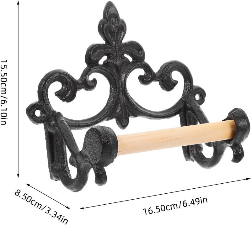 Vintage Iron Toilet Paper Holder and Wall-Mount Paper Towel Rack, 2Pcs Rustic Farmhouse Bathroom Sundries Holder with Cast Iron Construction for Wall Installation - Image 2