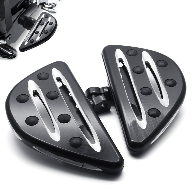 MZS Motorcycle Foot Pegs Adjustable Male Cruiser Front Floorboards Touring Rear Footboards Black Compatible with Sportster Softail Dyna V Rod Road Glide Electra Street Glide Road King Trike 8424