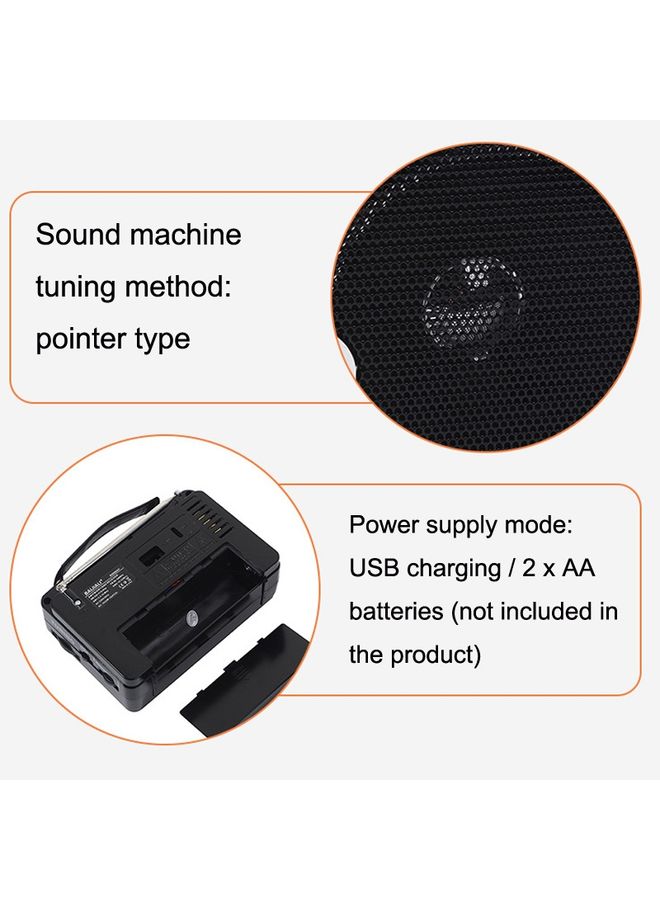BAIJIALI  RX606AC Retro Full Band Radio Large Sound Volume Wireless Bluetooth Audio Player(Black) - Image 3