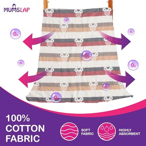 MumsLap Baby Muslin Blanket for Newborn | 6 Layer Gauze Cotton | Soft Swaddle Wrap Blanket/Quilt/Bath Towel/Nursing Cover/Crib Blankets for Boys and Girls (Mickey), 200 tc,Multicolor - Image 2