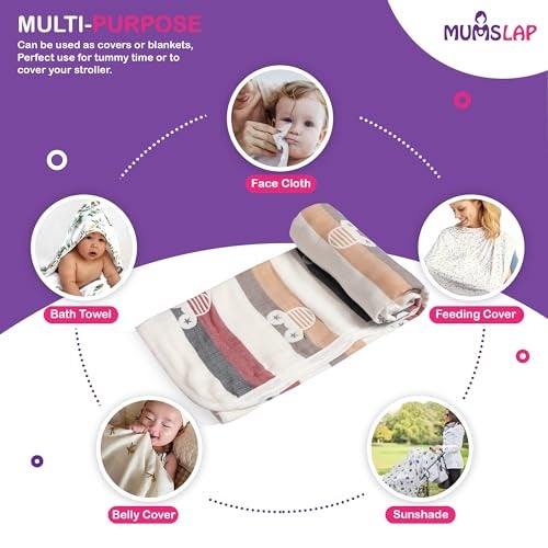 MumsLap Baby Muslin Blanket for Newborn | 6 Layer Gauze Cotton | Soft Swaddle Wrap Blanket/Quilt/Bath Towel/Nursing Cover/Crib Blankets for Boys and Girls (Mickey), 200 tc,Multicolor - Image 3