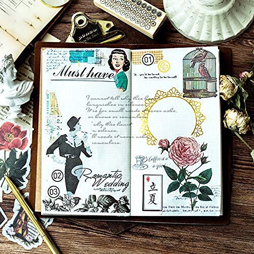 Doraking DIY Decorative Vintage Flowers Plants Set - 60pcs Laptop & Scrapbook Stickers, Friendly to Kids - Image 2