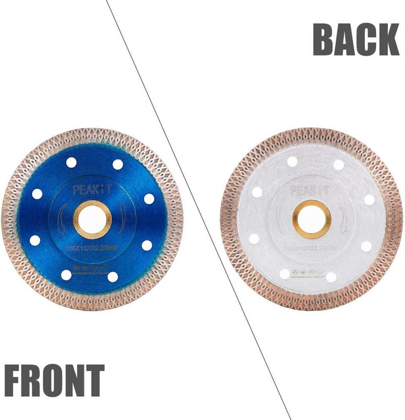 PEAKIT Diamond Tile Blade 4 Inch Porcelain Saw Blade Turbo Mesh Ceramic Cutting Blade for Angle Grinder (2 Pack, 4") - Image 4