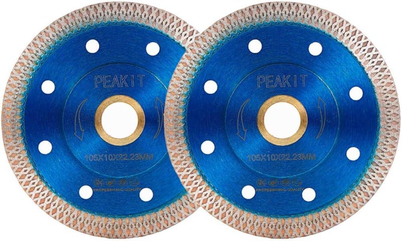PEAKIT Diamond Tile Blade 4 Inch Porcelain Saw Blade Turbo Mesh Ceramic Cutting Blade for Angle Grinder (2 Pack, 4") - Image 1
