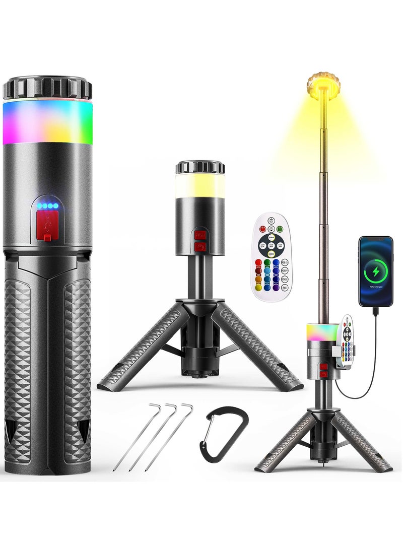 SIRKOLR SIRKOLR Camping Lights Rechargeable Telescopic,Portable Collapsible Lantern Camping Essentials,LED Flashlights with 15 Color Temperatures,Camping Gear for Hiking Fishing Travel Emergency  - Image 1