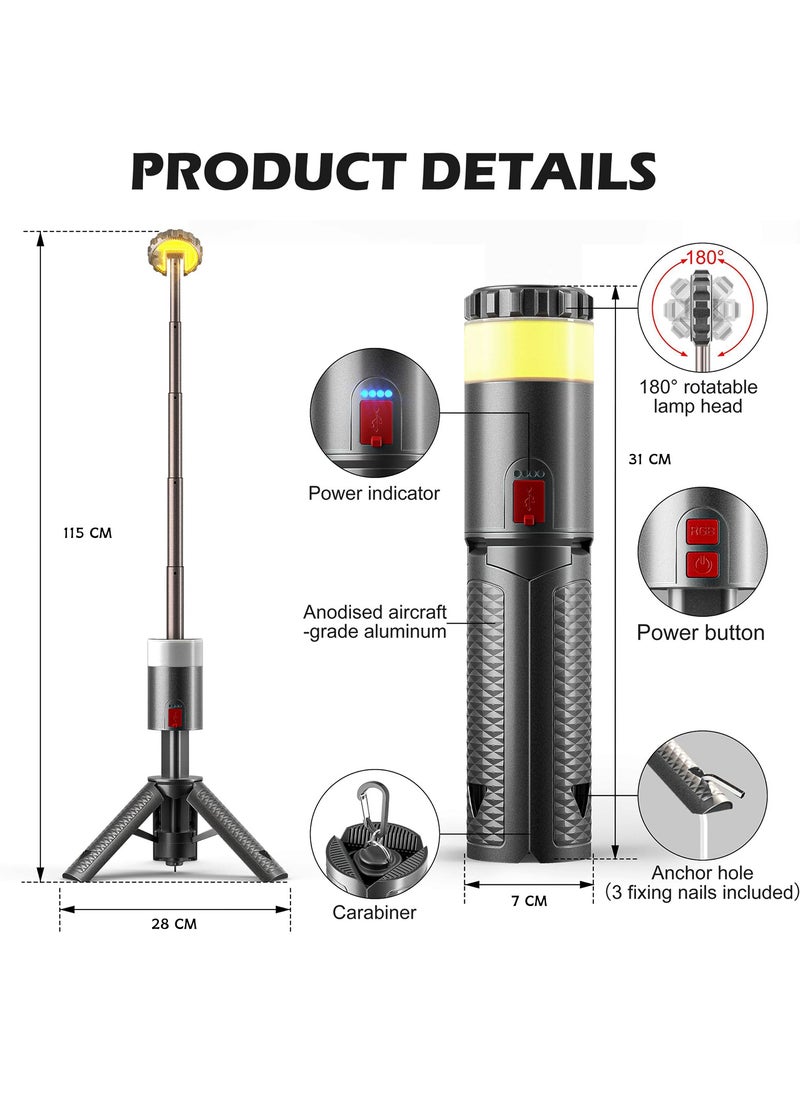 SIRKOLR - SIRKOLR Camping Lights Rechargeable Telescopic,Portable Collapsible Lantern Camping Essentials,LED Flashlights with 15 Color Temperatures,Camping Gear for Hiking Fishing Travel Emergency - Image 1