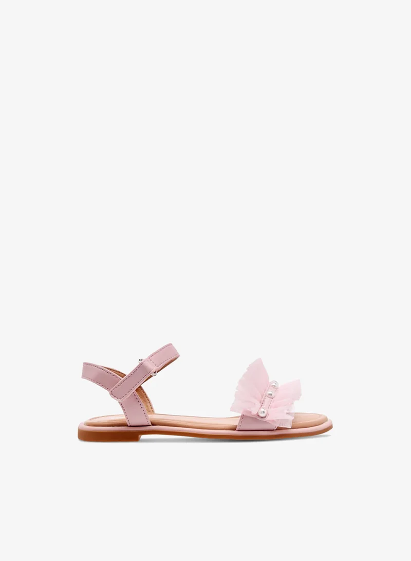 Girls Ruffle Detail Strap Sandals with Hook and Loop Closure Ramadan Collection