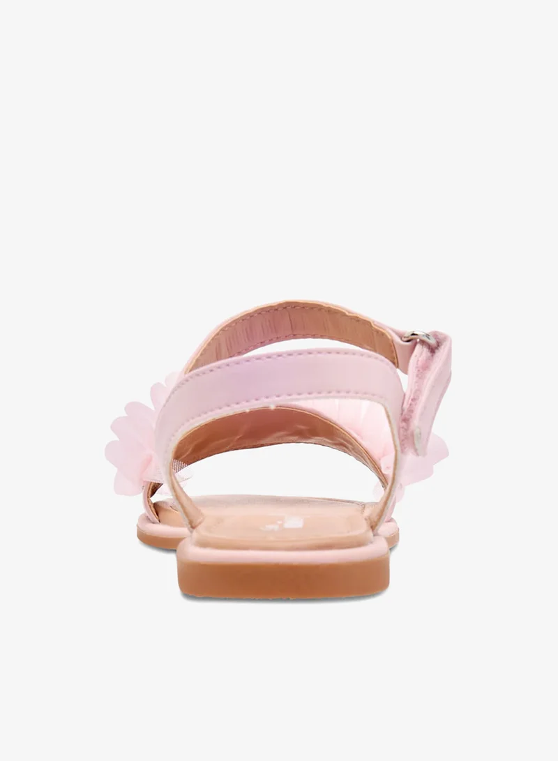 Little Missy PINK Girls Ruffle Detail Strap Sandals with Hook and Loop Closure Ramadan Collection for Women | Best Price UAE