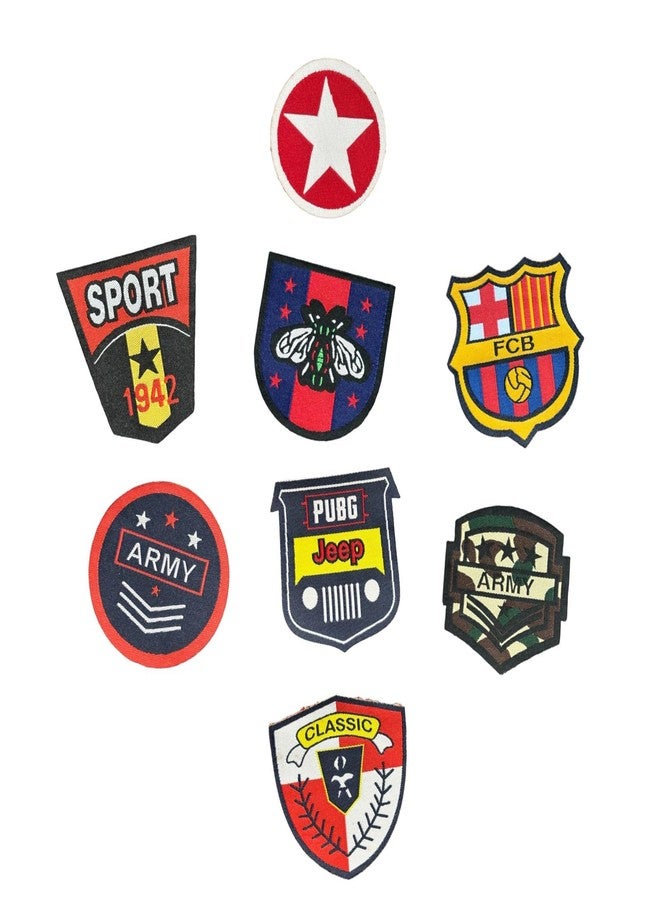 REENA Embroided Sew on Patches Combo Small for Clothes Jackets Pants Jeans Bags Boutique Multicolour Different Printed Stitching Patches Set of 8 Patches NEW (Combo of 8 Patches New) - Image 1