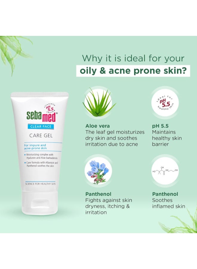 Sebamed Clear Face Care Gel | pH 5.5 |Non-sticky Moisturizer with Hyaluronic acid, Aloe Vera | Dermatologically & clinically tested | 50ml, Pack of 4 - Image 2