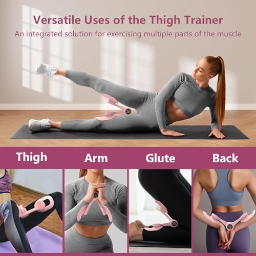 KVKVMO Thigh Trainer 360Adjustable Pelvic Floor Muscle Trainer with LED Display Inner Thigh Exerciser with 20LB Resistance Band for Women Home Fitness Equipment for Hip Leg Arm - Image 3