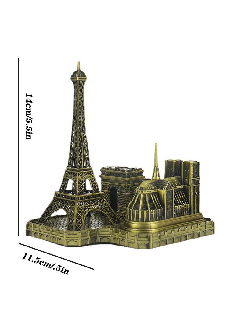 Generic Metal Eiffel Tower Parisian Architectural Set Iconic French Landmark Replica Notre Dame Arc de Triomphe Souvenir Gift Home Decor  - Image 2