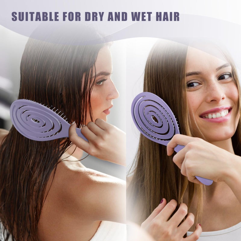 SHINLEA Detangle Hair Brush, Detangling Wet & Dry Spiral Hairbrush for Women, Men, Kids, Vented Detangler for Blow Drying, Glide Through Tangles For All Hair Types (Purple) - Image 5
