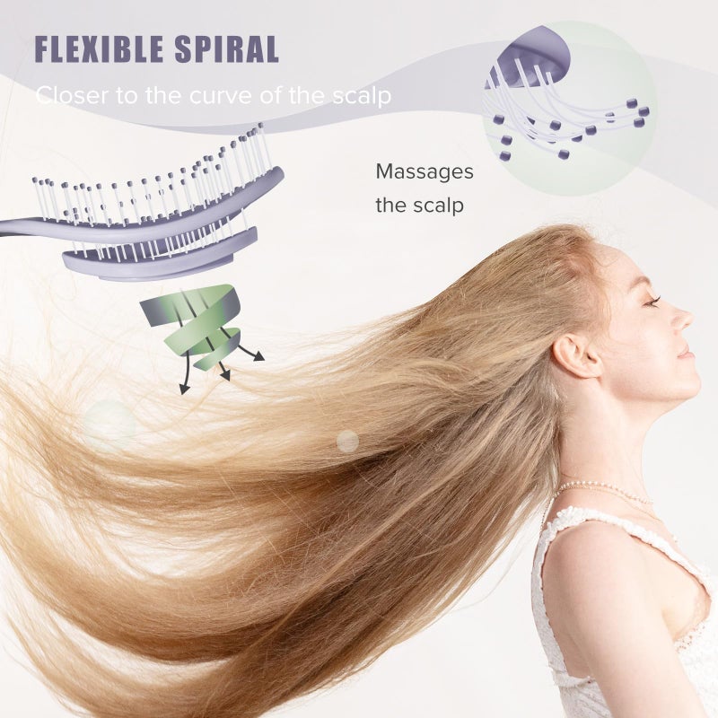SHINLEA Detangle Hair Brush, Detangling Wet & Dry Spiral Hairbrush for Women, Men, Kids, Vented Detangler for Blow Drying, Glide Through Tangles For All Hair Types (Purple) - Image 2