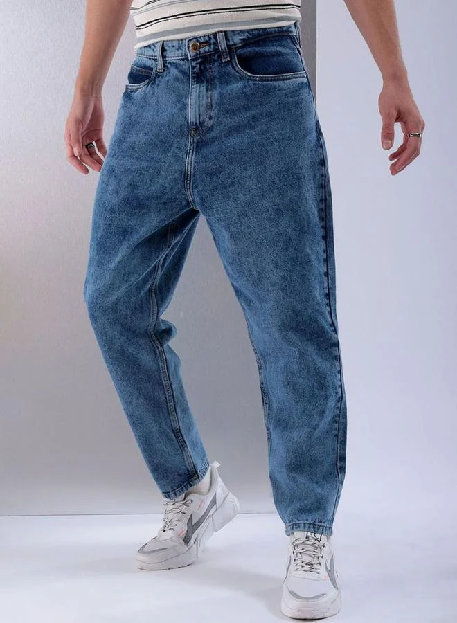 The Indian Garage Co The Indian Garage Co Men Blue Mid Rise Loose Fit Solid Jeans
