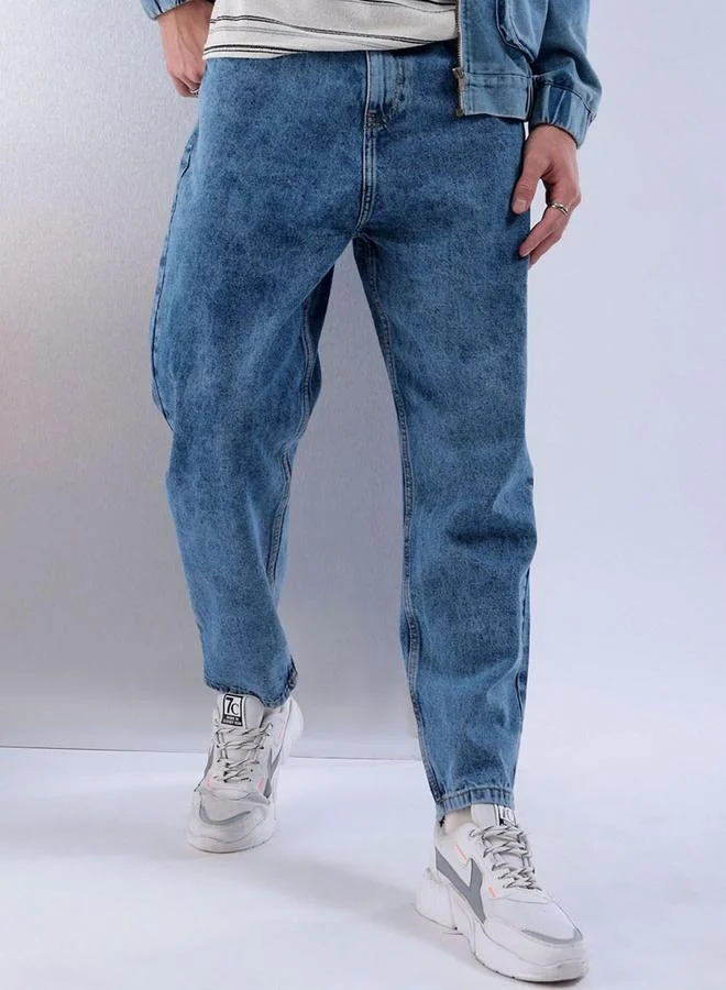 The Indian Garage Co The Indian Garage Co Men Blue Mid Rise Loose Fit Solid Jeans