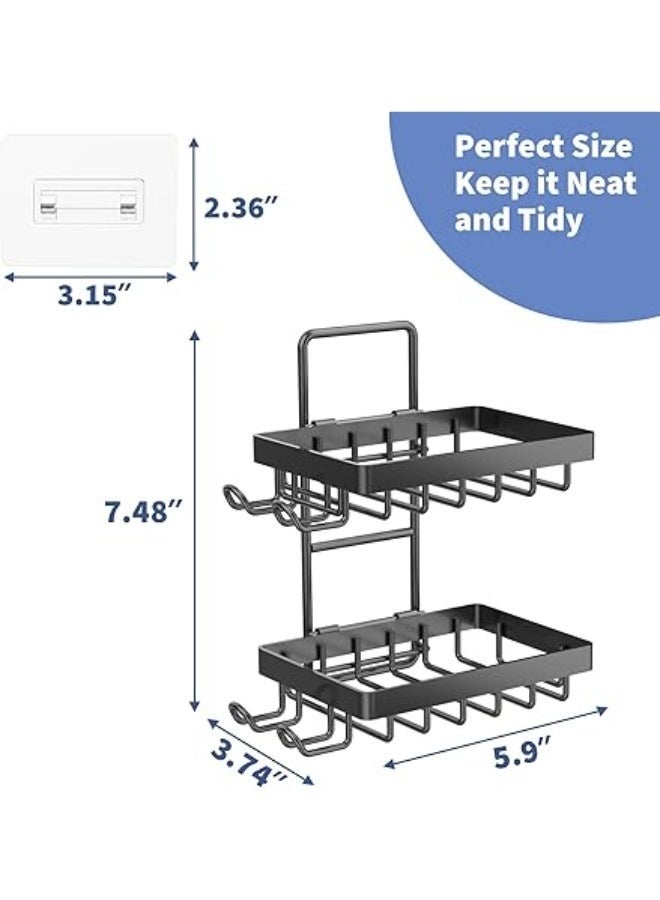 Arabest Double Soap Bar Holder for Shower, No Drilling, 304 Stainless Steel, Wall Mounted Soap Holder with 4 Hooks and Razor Holder, Shower Rack Soap Tray Bar Soap for Bathroom Accessories Organizer - Image 3