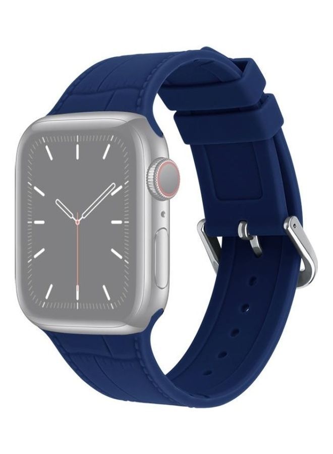 NIBEMINENT Bamboo Joint Silicone Replacement Strap Watchband For Apple Watch Series 7/6/SE/5/4/3/2/1 45/44/42mm Dark Blue - Image 1