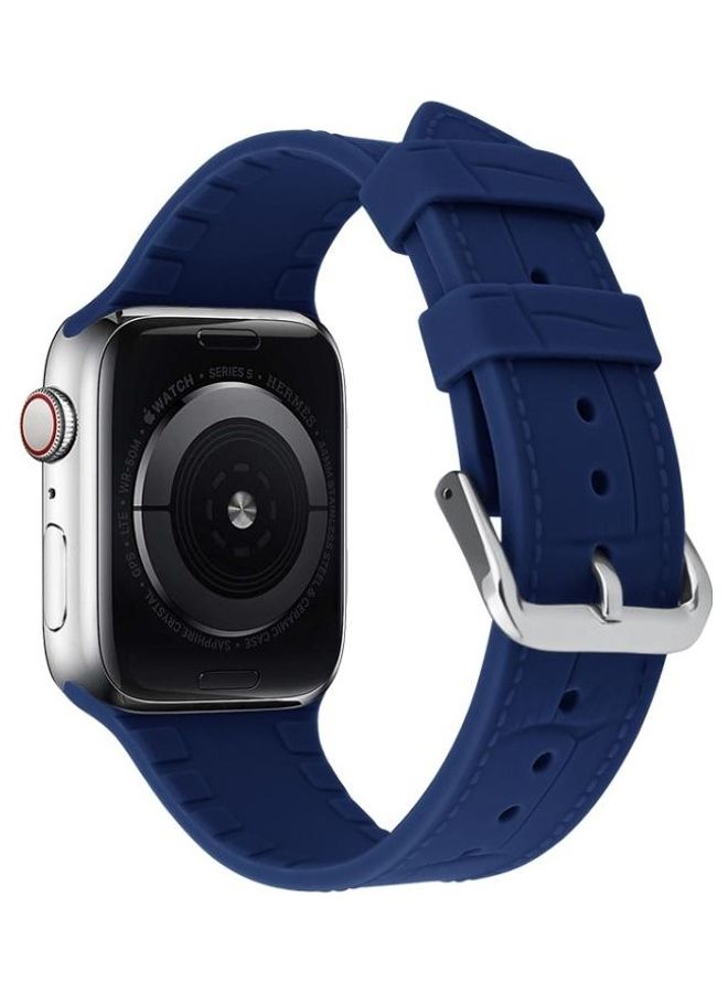 NIBEMINENT Bamboo Joint Silicone Replacement Strap Watchband For Apple Watch Series 7/6/SE/5/4/3/2/1 45/44/42mm Dark Blue - Image 4