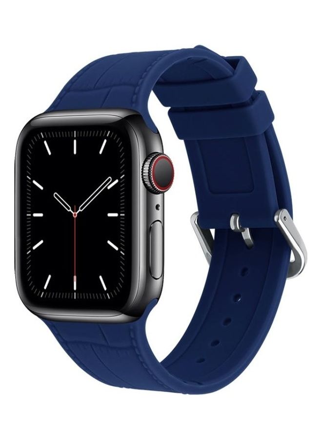 NIBEMINENT Bamboo Joint Silicone Replacement Strap Watchband For Apple Watch Series 7/6/SE/5/4/3/2/1 45/44/42mm Dark Blue - Image 3