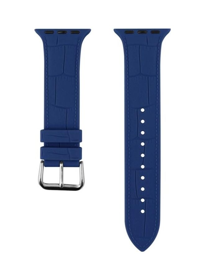NIBEMINENT Bamboo Joint Silicone Replacement Strap Watchband For Apple Watch Series 7/6/SE/5/4/3/2/1 45/44/42mm Dark Blue - Image 2