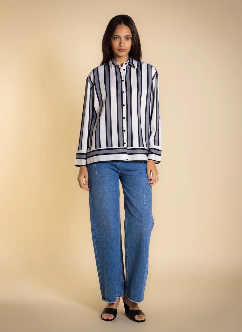 شايبس STRIPED SATIN SHIRT