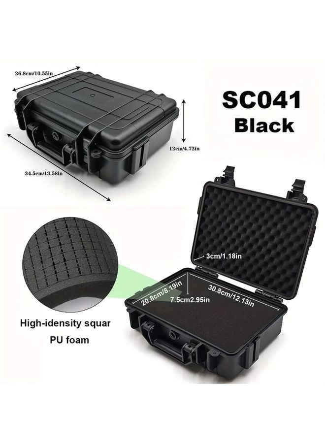 Black 345X268X120mm Safety Storage Box With PU Foam Lining Waterproof Dustproof For Electronics Jewelry - Image 1