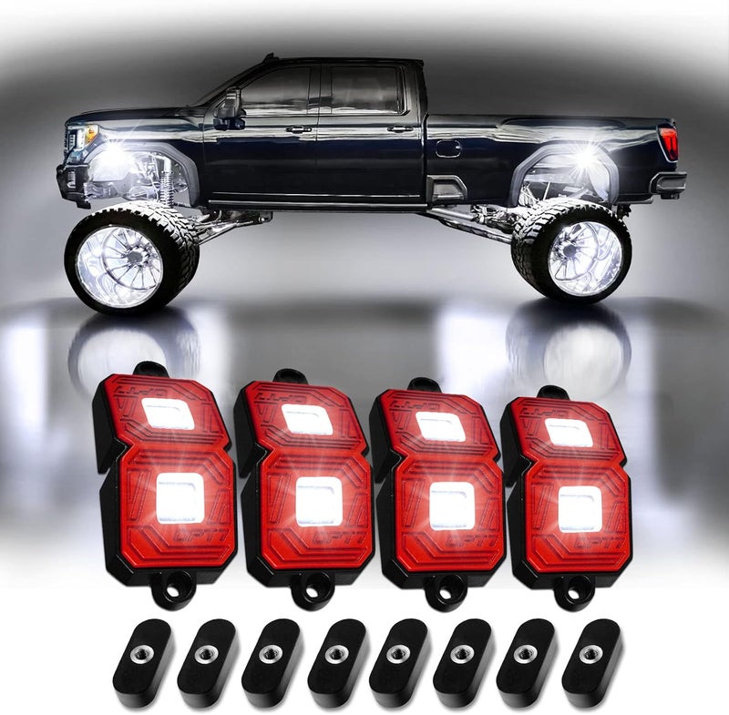 OPT7 Photon Pure White LED Magnet Rock Lights - 4 Pods Multicolor Neon Underglow Lighting Kit - Image 1