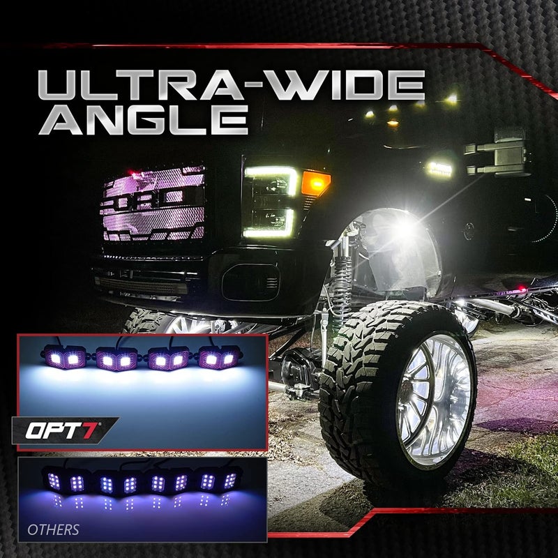 OPT7 Photon Pure White LED Magnet Rock Lights - 4 Pods Multicolor Neon Underglow Lighting Kit - Image 5