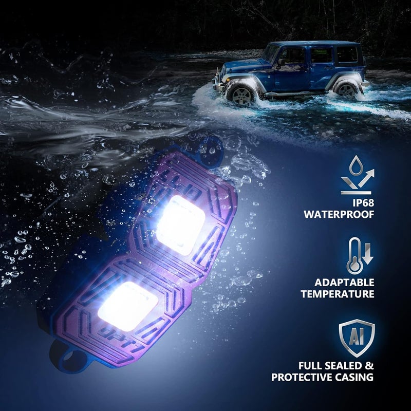 OPT7 Photon Pure White LED Magnet Rock Lights - 4 Pods Multicolor Neon Underglow Lighting Kit - Image 4