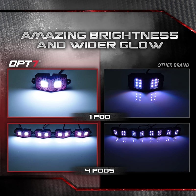 OPT7 Photon Pure White LED Magnet Rock Lights - 4 Pods Multicolor Neon Underglow Lighting Kit - Image 3