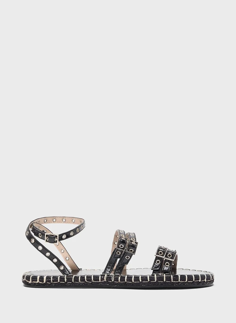 Ginger Studded Multi Strap Flat Sandal