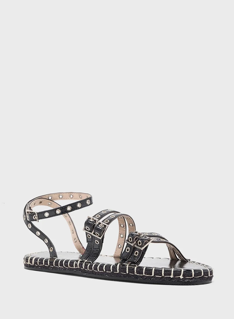 Ginger Studded Multi Strap Flat Sandal