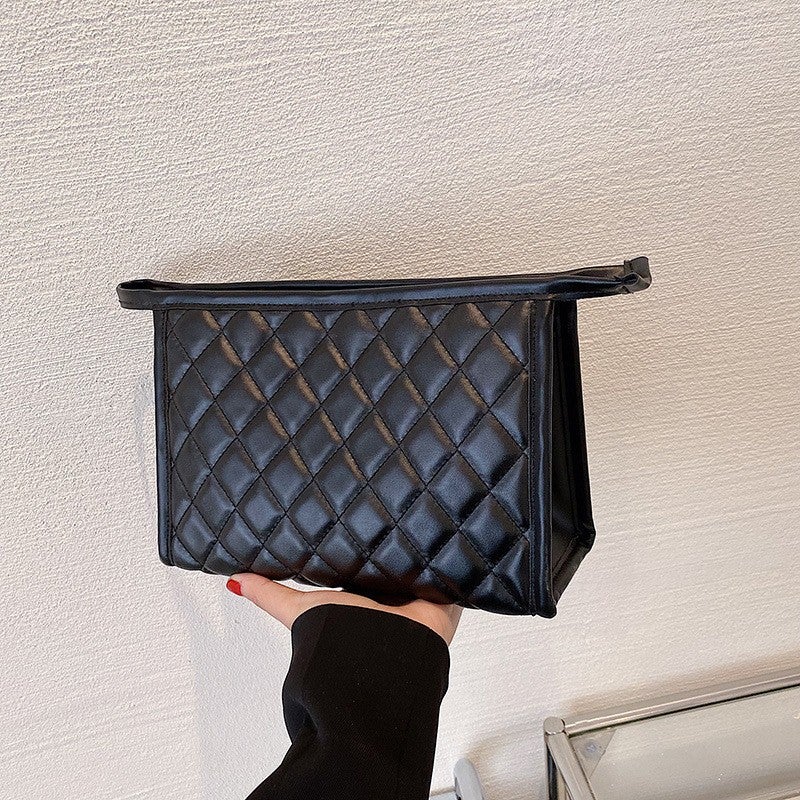 New Embroidery Thread Cosmetic Bag Large Capacity Ins Quilted Plaid Wash Bag High-Looking Multifunctional Quilted Storage Bag - Image 2