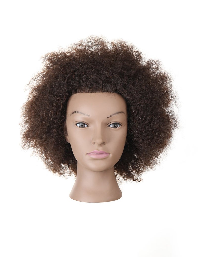 Kalyx Mannequin Head African American with 100% Human Hair Cosmetology Afro Hair Manikin Head for Practice Styling Braiding - Image 5