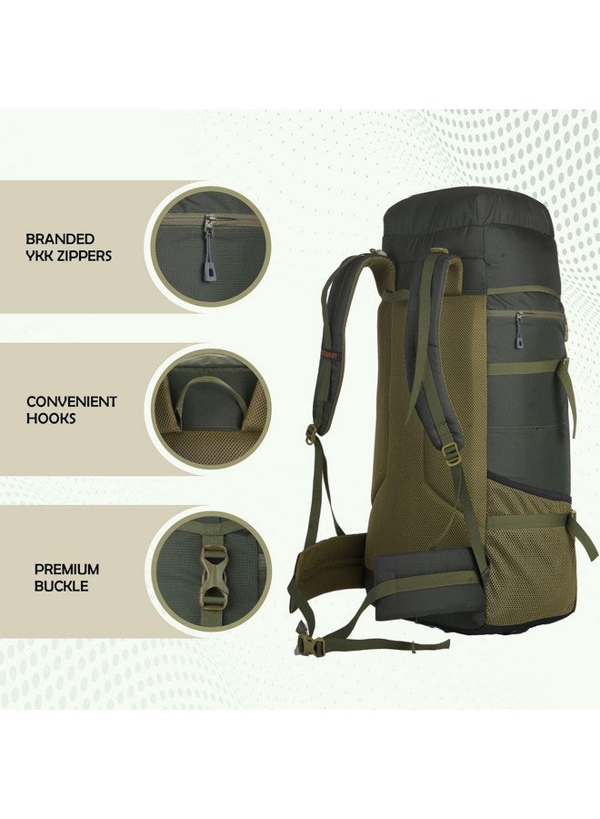 Trawoc حقيبة ظهر ترافوك ألبين بسعة 55 لتر للسفر، تحميل أمامي وعلوي، حقيبة تخييم للمشي لمسافات طويلة للرجال والنساء، SHK007 أخضر زيتوني، ضمان 3 سنوات - Image 3
