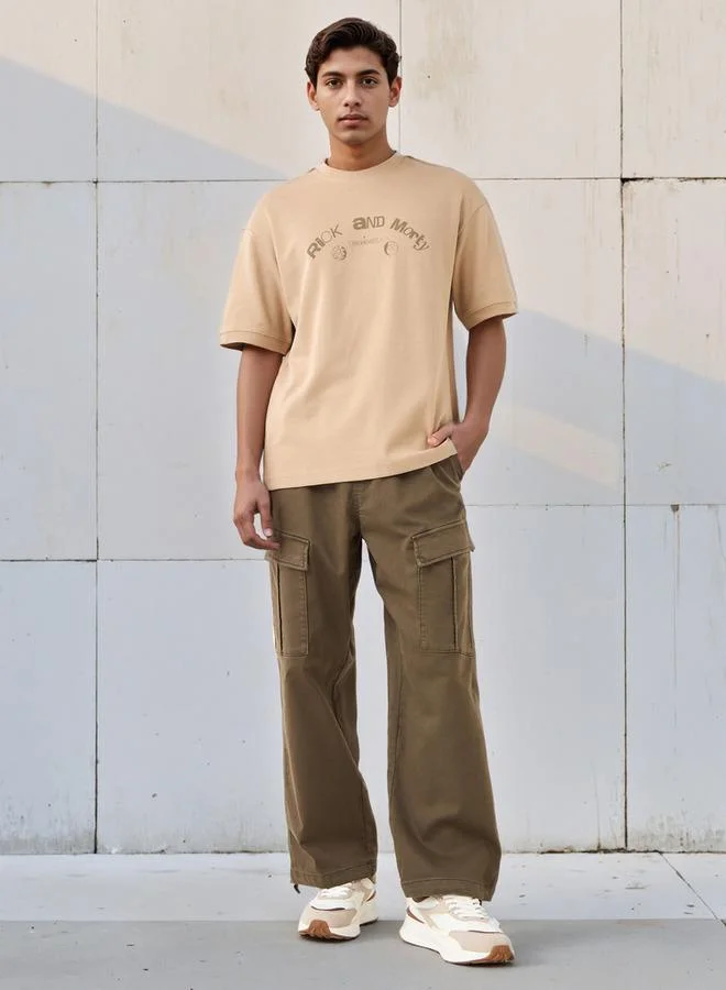 SP Characters Men Relaxed Fit Crew Neck Short Sleeves Rick and Morty Print T-shirt