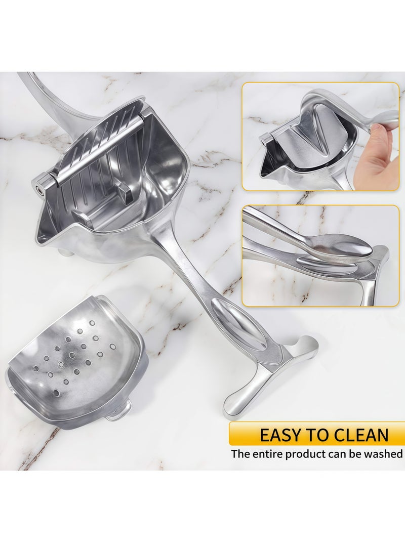 عصارة يدوية عالية الجودة من سبائك الألومنيوم المعدنية، عصارة ليمون يدوية، عصارة حمضيات، عصير ليمون، فضي - Image 2