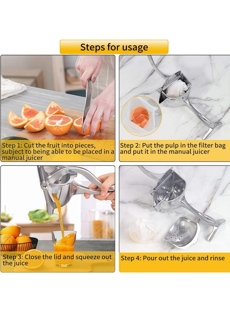 عصارة يدوية عالية الجودة من سبائك الألومنيوم المعدنية، عصارة ليمون يدوية، عصارة حمضيات، عصير ليمون، فضي - Image 3