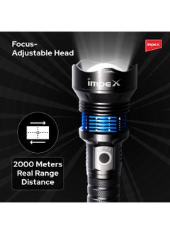 Impex Rechargeable Flashlight,20W Laser LED Torch 600 Lumens, Aircraft Non-Corrosive Aluminum Body, Adjustable Focus,3000mAh Battery, Type-C Charging Port,2 Years Warranty-Hunter Z2  - Image 4
