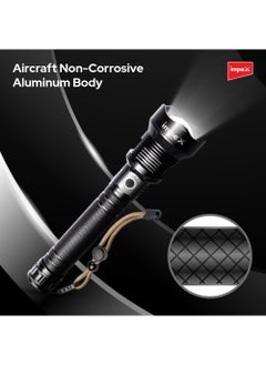 Impex Rechargeable Flashlight,20W Laser LED Torch 600 Lumens, Aircraft Non-Corrosive Aluminum Body, Adjustable Focus,3000mAh Battery, Type-C Charging Port,2 Years Warranty-Hunter Z2  - Image 5